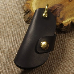 Beige Mens Leather Keyholders Cool Handmade KeyChains Car Key Holders KeyRing for Men