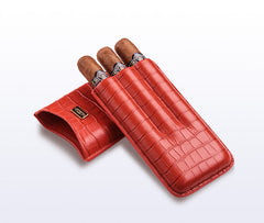 Best Red Leather Mens 3pcs Cigar Case Top Leather Cigar Case for Men