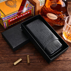 Best Leather Mens 3pcs Cigar Case With Cutter Top Leather Cigar Case for Men