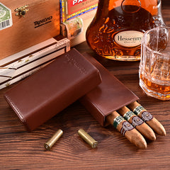 Best Eco Leather&Cedar Mens 3pcs Cigar Case Hydrating Leather Cigar Cases for Men