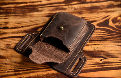 Best Coffee LEATHER MENS Cigarette Pack Holder Cell Phone Holster Belt Pouch FOR MEN