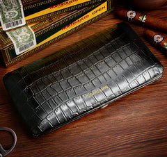 Best Leather&Cedar Mens 3pcs Cigar Cases Alligator Pattern Leather Cigar Cases for Men