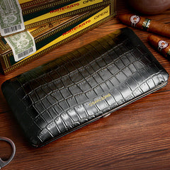 Best Leather&Cedar Mens 5pcs Cigar Cases Alligator Pattern Leather Cigar Cases for Men