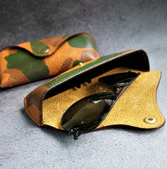 Best Mens Camouflage Leather Glasses Case Glasses Box Handmade Eyeglasses Case for Men