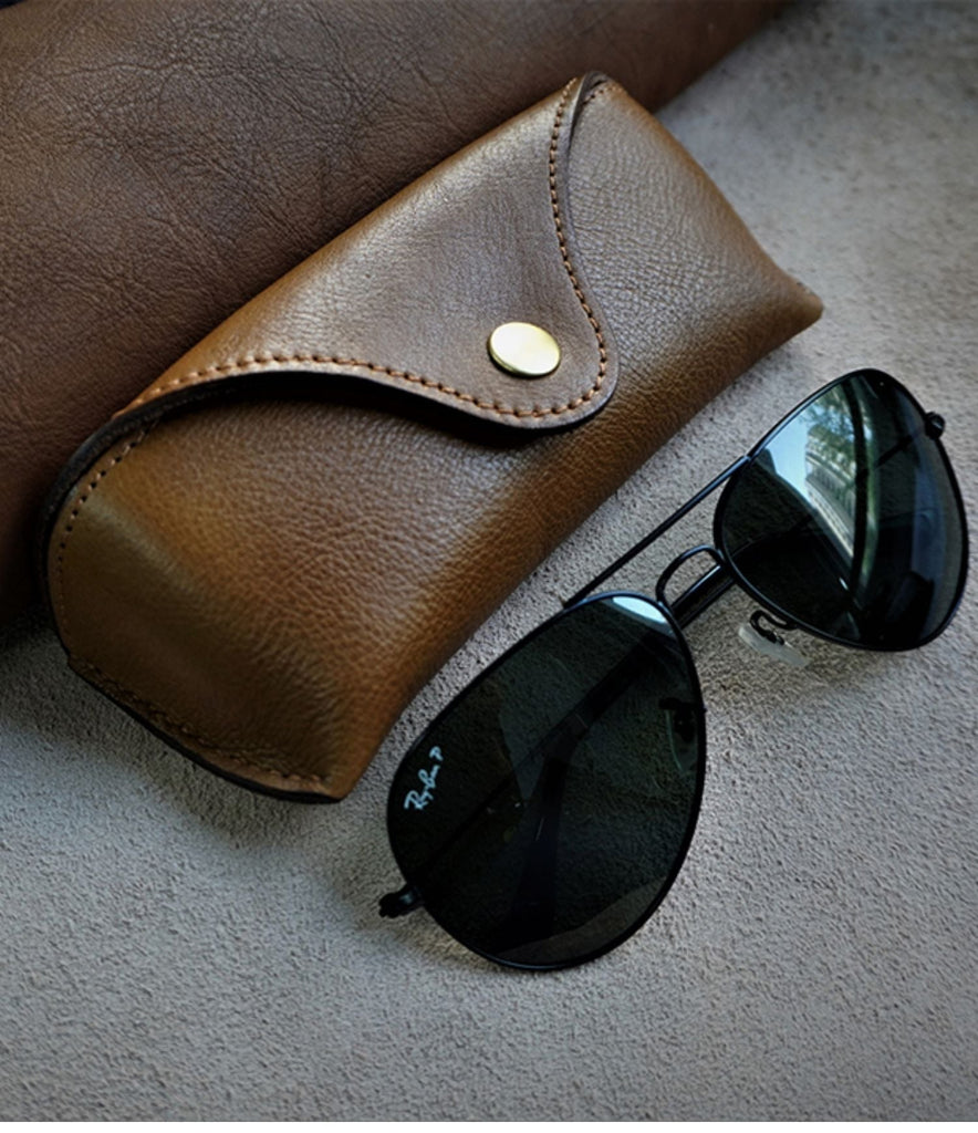 Handmade Mens Cool Brown Leather Glasses Case Glasses Box Black Glasse –  iwalletsmen