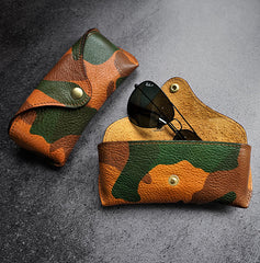 Best Mens Camouflage Leather Glasses Case Glasses Box Handmade Eyeglasses Case for Men