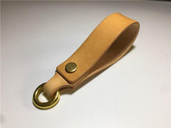 Beige Leather Brass Keyring Moto KeyChain Biker Leather Keyring Moto Cross Key Holders Key Chain Key Ring for Men