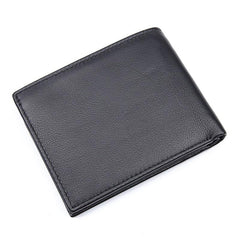 Black Trifold Leather Mens Wallet Small Wallet Billfold Wallet Black Front Pocket Wallet for Men