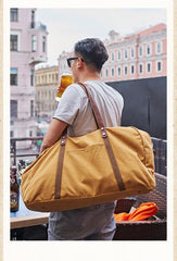 Camel Mens Canvas Large Weekender Bag Canvas Travel Shoulder Bag Large Canvas Duffle Bags for Men