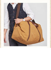 Camel Mens Canvas Large Weekender Bag Canvas Travel Shoulder Bag Large Canvas Duffle Bags for Men