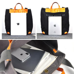 Black Canvas Leather Mens Tote Shoulder Bag Messenger Bag Gray Tote Handbag For Men and Women