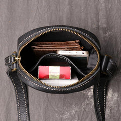 Black Leather Small Zipper Messenger Bag Vertical Side Bag Brown Courier Bag For Men
