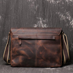 Black Cool Leather 13 inches Small Satchel Messenger Bag Side Bag Courier Bag For Men