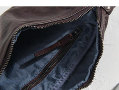 Black Cool Leather Men Small Fanny Pack Waist Bag Hip Pack Tan Belt Bag Bumbag for Men