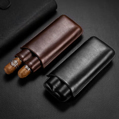 Coffee Eco Leather Mens 2pcs Cigar Case Leather Cigar Cases for Men