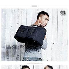Black Fashion Canvas Mens Casual Large Travel Bag Shoulder Weekender Bag Duffle Bag For Men