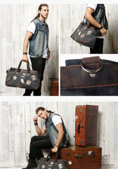 Black Mens Fashion Canvas Large Travel Bag Shoulder Canvas Weekender Bag Duffle Bag For Men