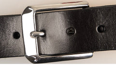 Black Handmade Leather Belt Minimalist Mens Silver Black Leather Belt for Men
