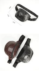 Black Handmade Leather Men Fanny Pack Small Waist Bag Hip Pack Coffee Belt Bag Bumbag for Men