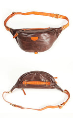 Black Handmade Leather Men Fanny Pack Waist Bag Coffee Hip Pack Belt Bag Bumbag for Men