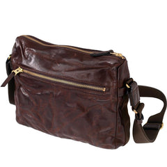 Handmade Black Wrinkled Leather Men Postman Bag Coffee Cool Courier Bag Messenger Bag One Shoulder Backpack For Men