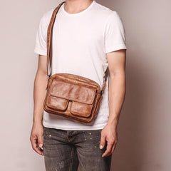 Black LEATHER MEN'S Small Side bag Brown Side Bag MESSENGER BAG Brown Courier Bag FOR MEN
