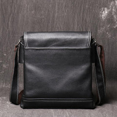 Black LEATHER MEN'S Vertical Side bag  Vertical MESSENGER BAG Small Courier Bag FOR MEN