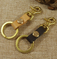 Leather Brass Keychain Key Holders Handmade Leather Brass Key Ring for Men