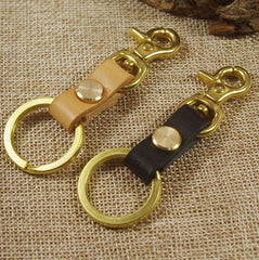 Leather Brass Keychain Key Holders Handmade Leather Brass Key Ring for Men