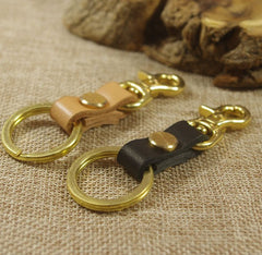 Leather Brass Keychain Key Holders Handmade Leather Brass Key Ring for Men