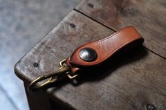 Beige Leather Keychain With Belt Loop Handmade KeyChains Key Holders Key Chain Key Ring for Men