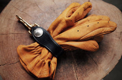 Beige Leather Keychain With Belt Loop Handmade KeyChains Key Holders Key Chain Key Ring for Men