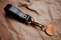 Beige Leather Keychain With Belt Loop Handmade KeyChains Key Holders Key Chain Key Ring for Men