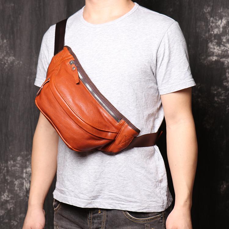 Black MENS LEATHER Brown FANNY PACK FOR MEN BUMBAG WAIST BAGS Chest Ba ...