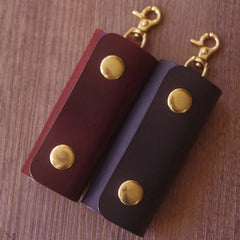 Merlot Mens Leather Keyholders With Clip Handmade KeyChains Car Key Holders KeyRing for Men