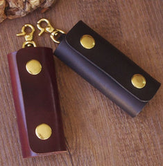 Merlot Mens Leather Keyholders With Clip Handmade KeyChains Car Key Holders KeyRing for Men