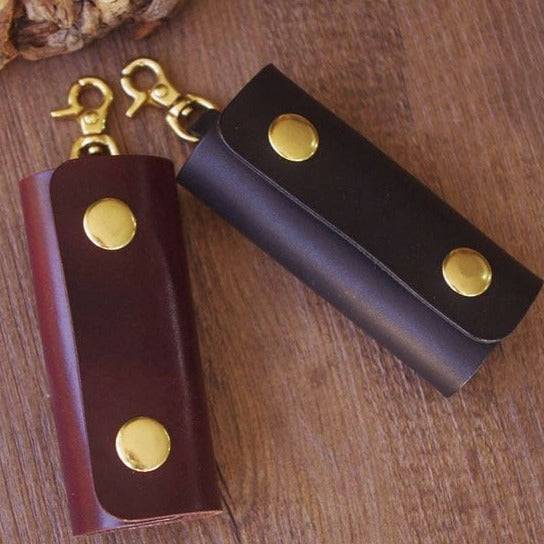 Mens Leather Keyholder With Clip Handmade KeyChains Car Key Holders KeyRing for Men