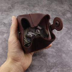 Black Women Mens Leather Coin Purse Coin Pouch Change Case Mini Leather Pouch For Men and Women