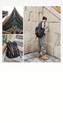 Fashion Black Nylon Leather Mens Backpack Nylon Travel Backpack Green Nylon School Backpack for Men