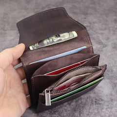 Brown Leather Men Card Holder Wallet Leather Card Holder Slim Wallet with Coin Pocket For Men