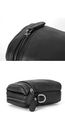 Black Leather Mens MIni Side Bag Messenger Bag Camel Phone Bag Shoulder Bag For Men