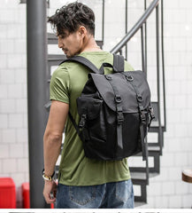 Stylish Black Nylon Mens 15 inches Travel Backpacks Laptop Backpack College Bag for men