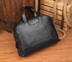 Black Cool Leather 14 inches Shoulder Bag Travel Bags Handbags Luggage Bag for Men