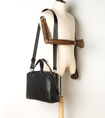 Black Cool Leather 14 inches Shoulder Bag Travel Bags Handbags Luggage Bag for Men