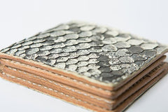 White Handmade Leather Bifold Mens Snakeskin billfold Wallet Bifold Small Wallet For Men