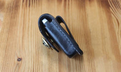 Handmade Black Leather Mens Car Key Case Brown Car Key Holder with Belt Loop/Belt Clip