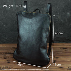 Black Leather Men's 15.6 inches Computer Backpack Travel Backpack Black Large College Backpack For Men