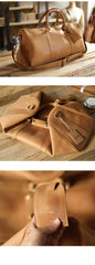 Black Leather Mens Casual Large Travel Bags Shoulder Weekender Bags Brown Duffle Bag For Men