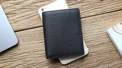 Black Leather Mens Slim Bifold Small Wallet Front Pocket Wallet Small Wallet for Men