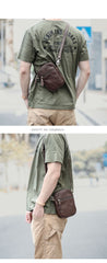 Black Leather Mens Mini Casual Side Bag Messenger Bags Brown Postman Bag For Men
